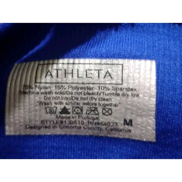 ATHLETA Tank Top‎ Racerback Activewear Built In Bra Blue Stripe Size Medium - Picture 5 of 5